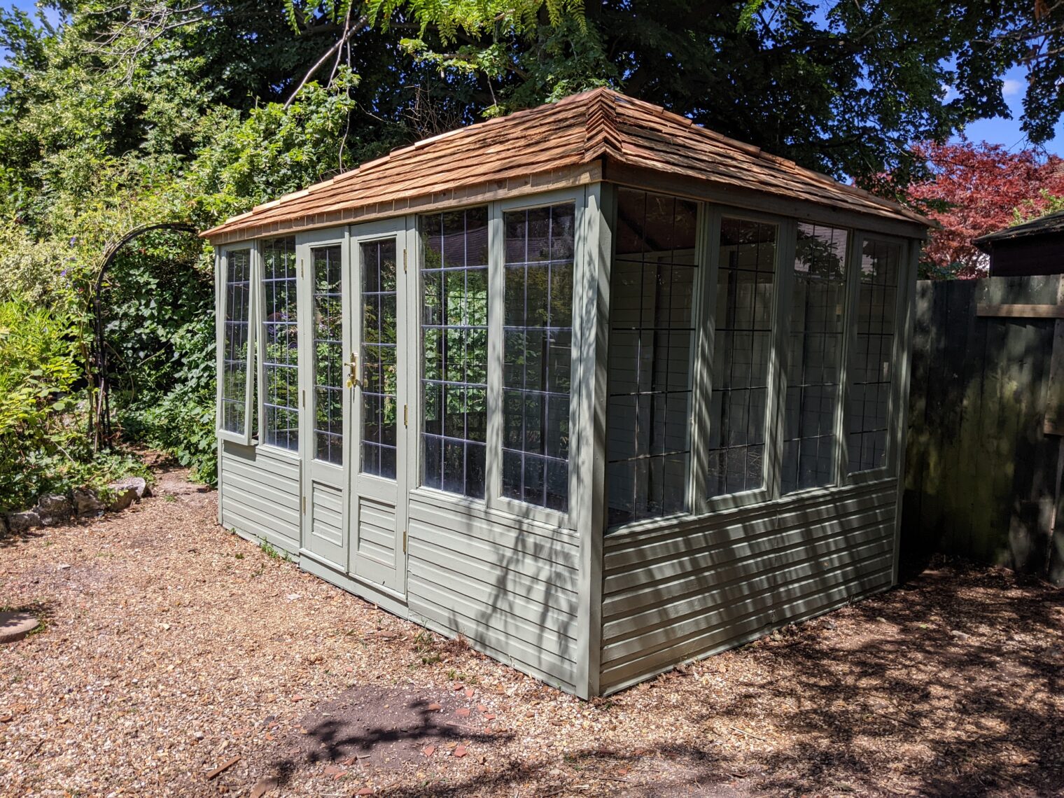 A summerhouse after a complete timber roof restoration